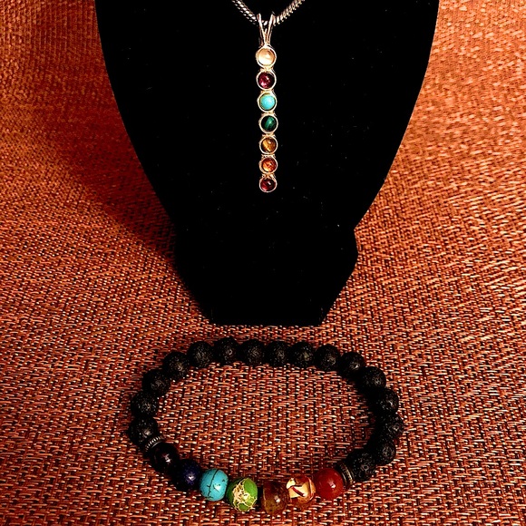 Chakra Gemstones. Volcano. Sterling silver. 2 piece set - Picture 2 of 8